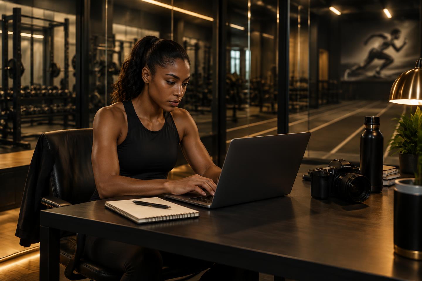 Illustrative athlete preparing her personal brand off the court